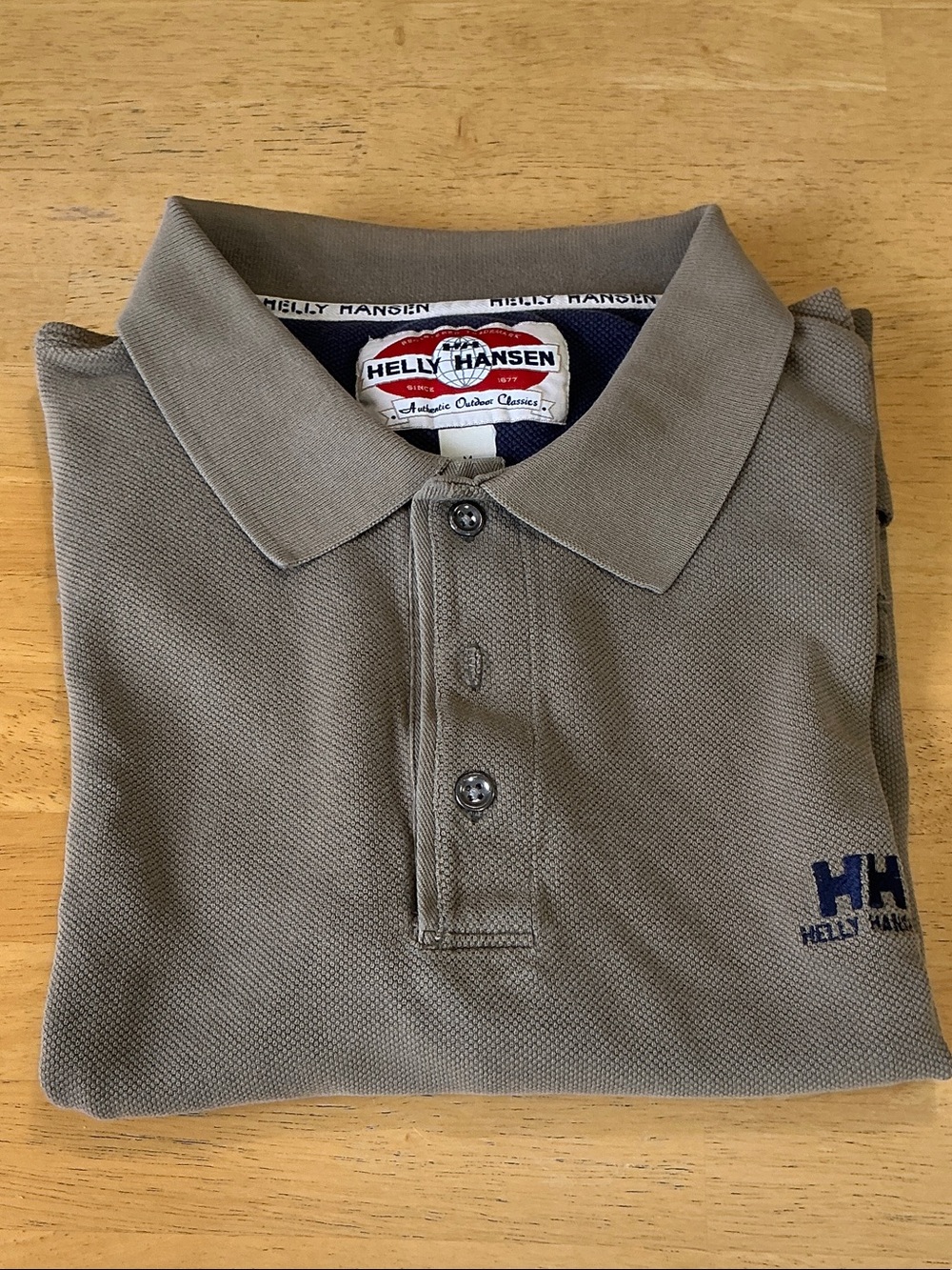 Helly Hansen Taupe Polo with Navy HH Embroidery